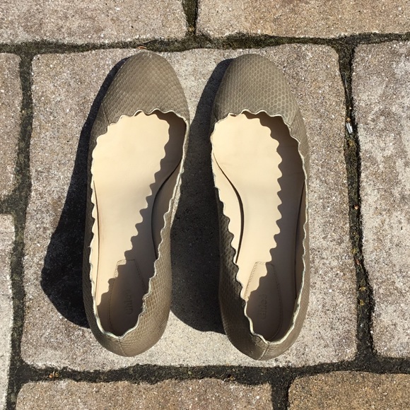 Chloe Ayers Scalloped Low Heel Snake Pump Heels - Picture 2 of 8